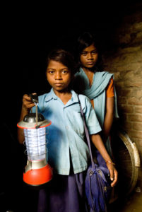 Child with Solar Lantern in Bihar