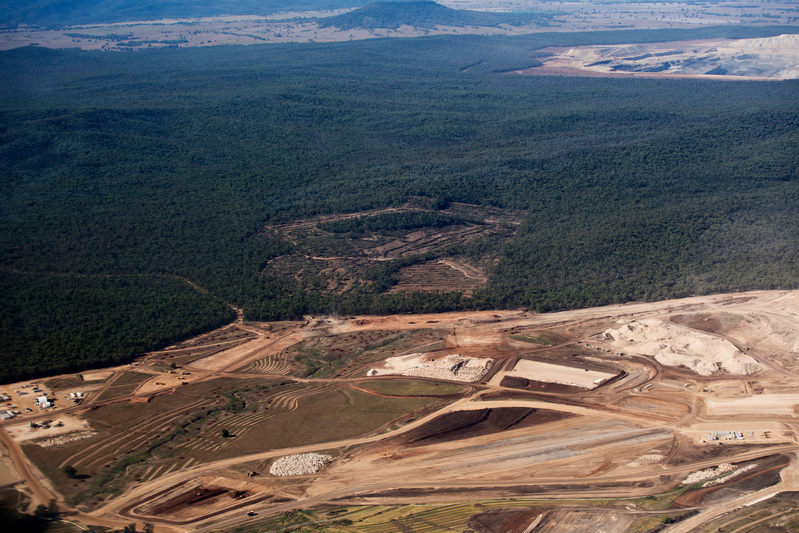 Aerial view of the Leard State Forest with Maules Creek Coal Mine area in the foreground