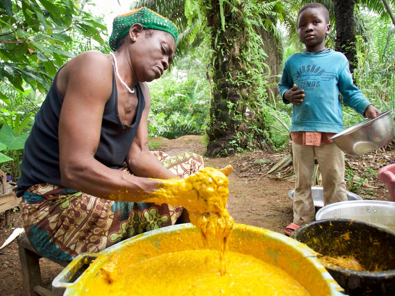 Villagers Using Palm Oil in Cameroon