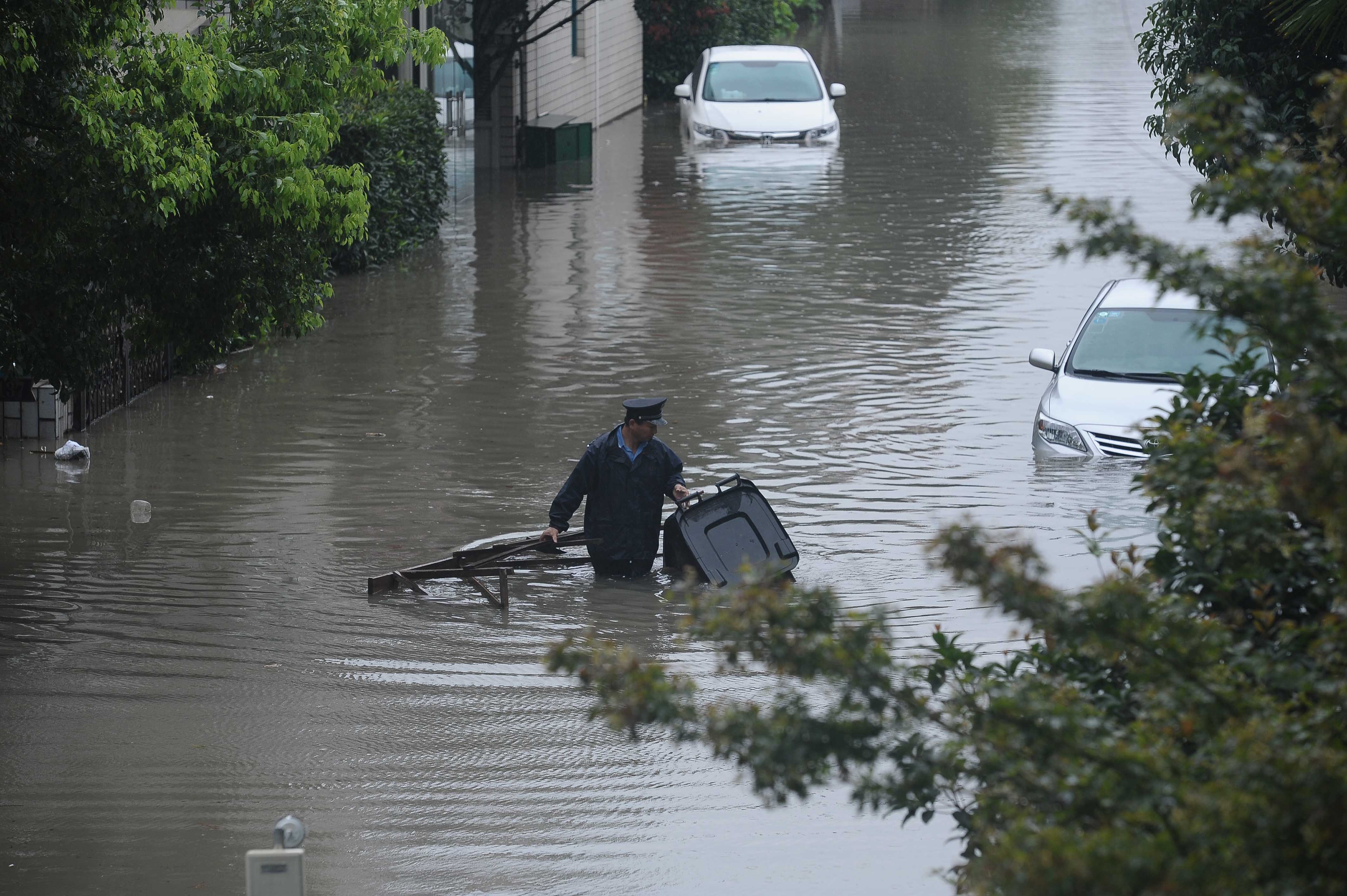 Heavy Rainstorm Hits Shanghai