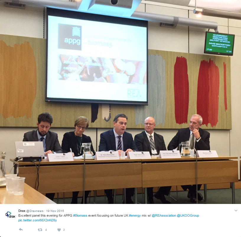 Nigel Adams (centre) chairing an APPG on Biomass event